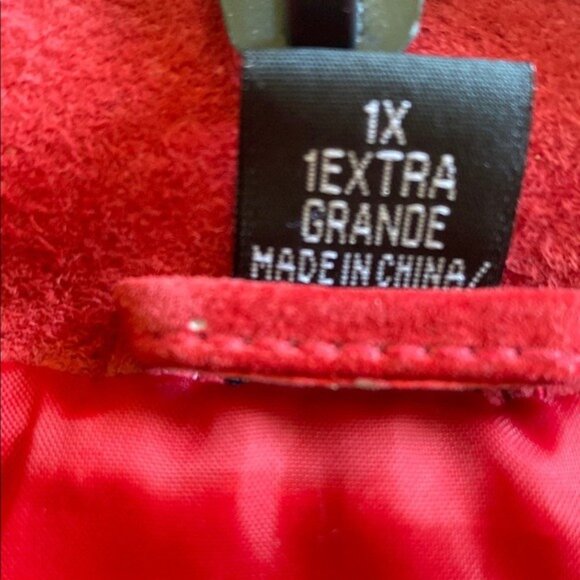 St. Johns Bay Womens Red Genuine Leather Jacket 1X With Button Front & Pockets - Picture 3 of 5